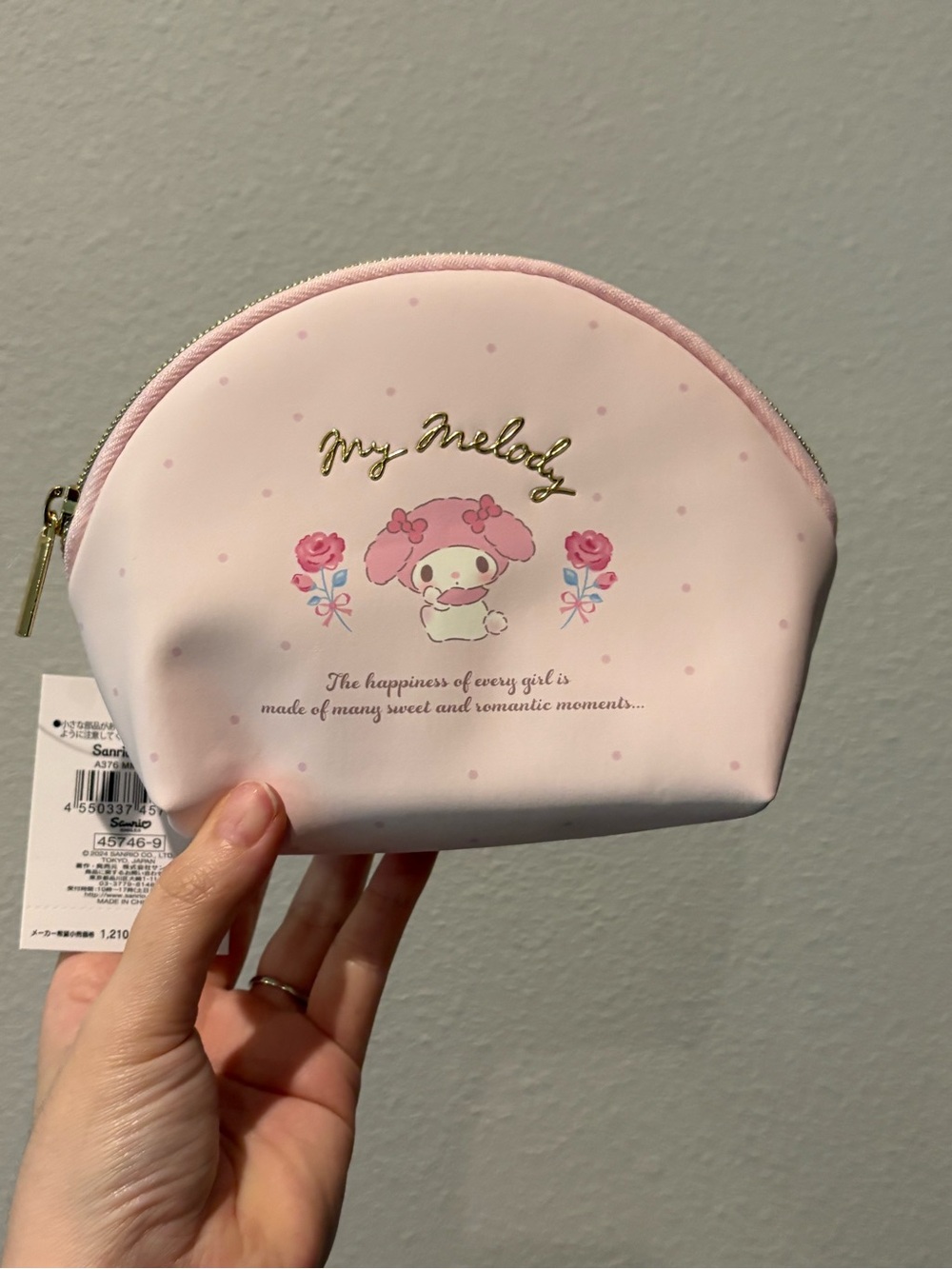 Sanrio My Melody Light Pink Floral Cosmetic Pouch